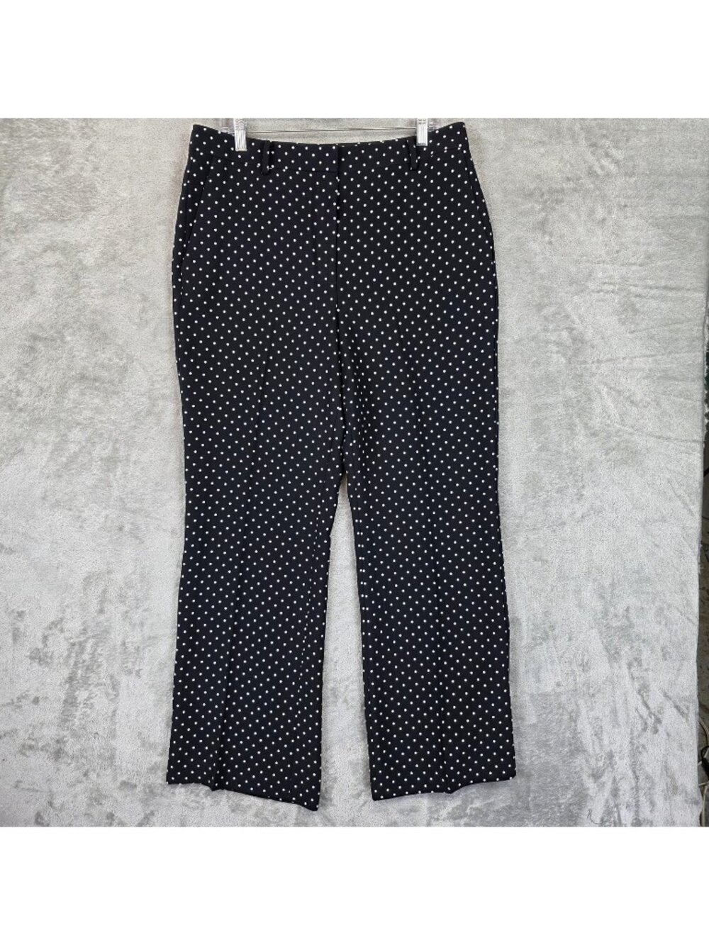 Ann Taylor Dress Pants Womens 12 Black Polka Dot Crepe The Jayne Classic Fit